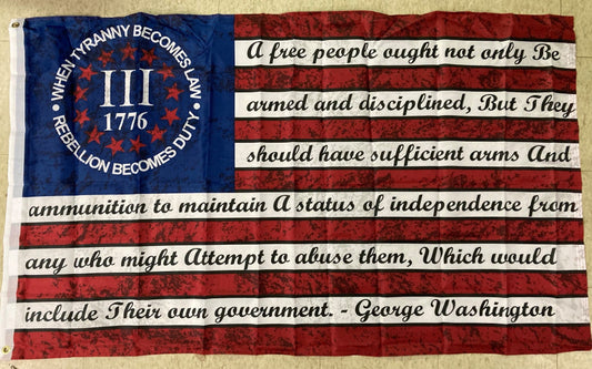 F315  G. Washington Quote on Weathered Flag