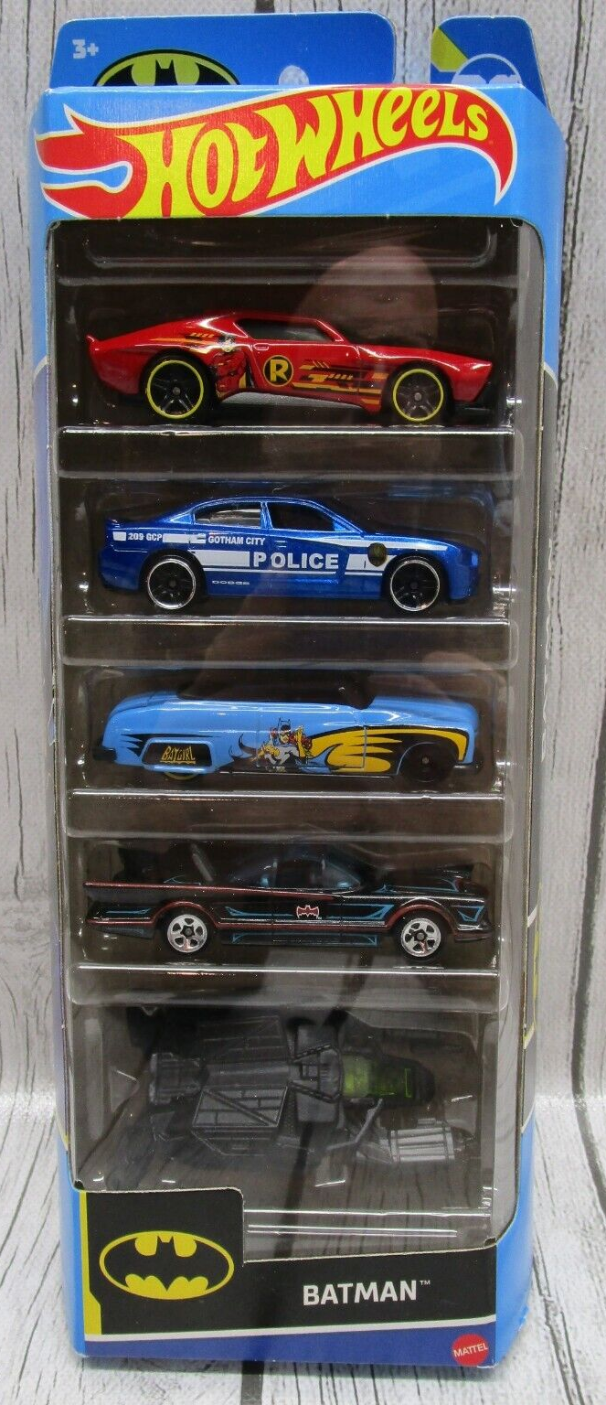 NEW 5 Pack - Hot Wheels DC Batman - ROBIN x BATMAN x BATGIRL x GCPD mint