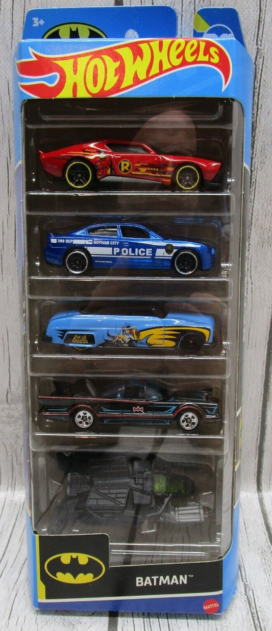 NEW 5 Pack - Hot Wheels DC Batman - ROBIN x BATMAN x BATGIRL x GCPD mint
